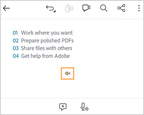 Icono del comentario de voz publicado en PDF.