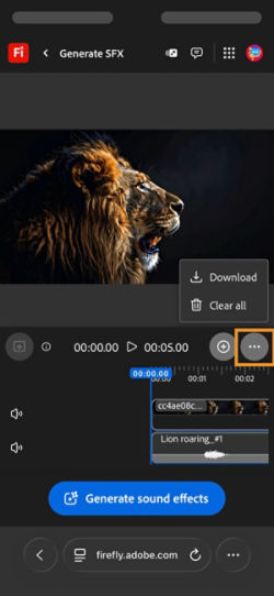 The Download option is highlighted so you can download the composed audio or video clip.