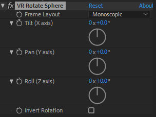 VR Rotate Sphere settings
