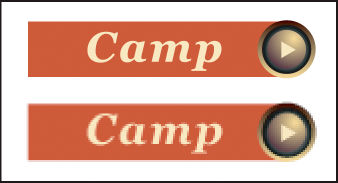 關閉「像素預視」(上) 與開啟「像素預視」(下) 的比較