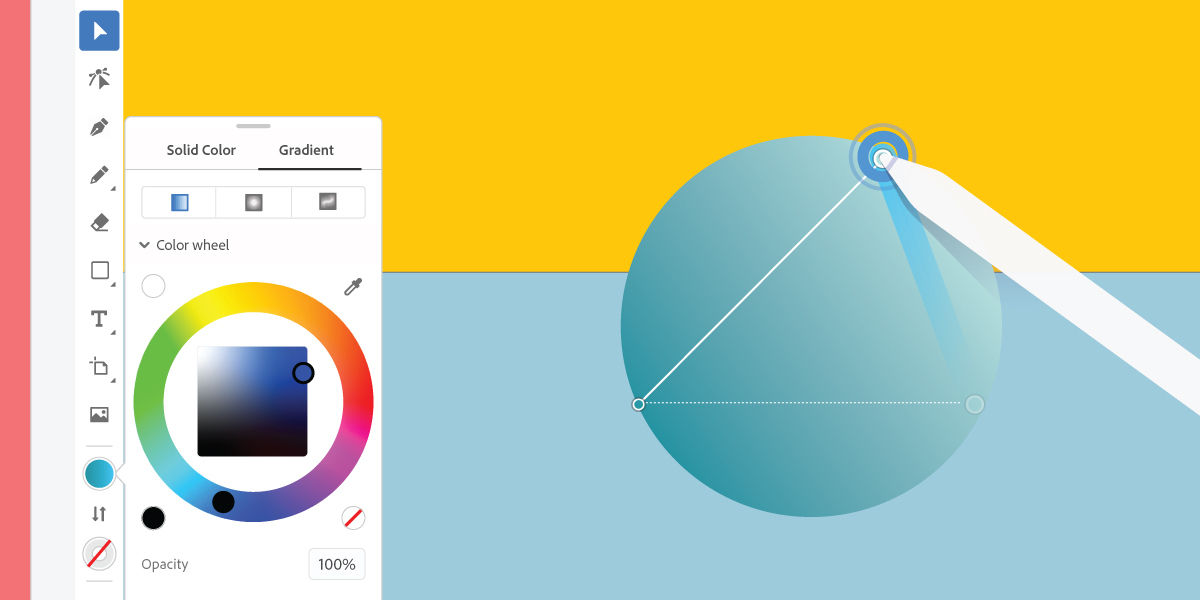  gradient annotator snapping at every 45-degree angle to achieve precision