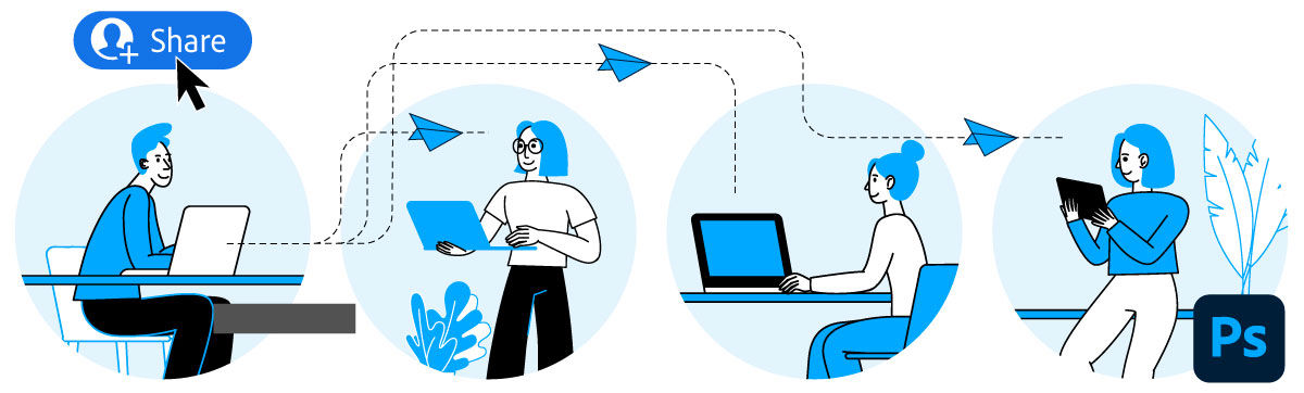 Easily find the Share button in Photoshop