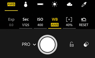 White balance options in Adobe Photoshop Lightroom CC for mobile (iOS)