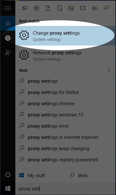 Configure your proxy settings on Win 10 to work with Libraries - Step 1