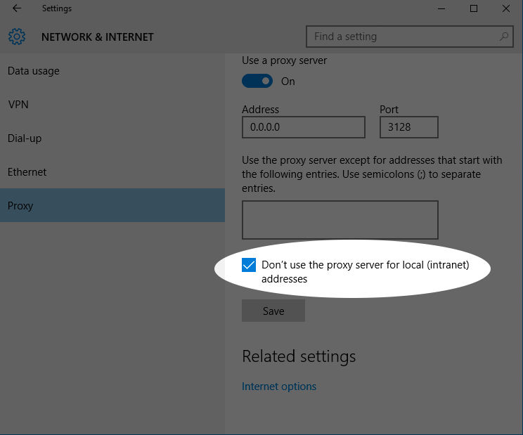 Configure your proxy on Win 10 to work with Libraries - Step 2