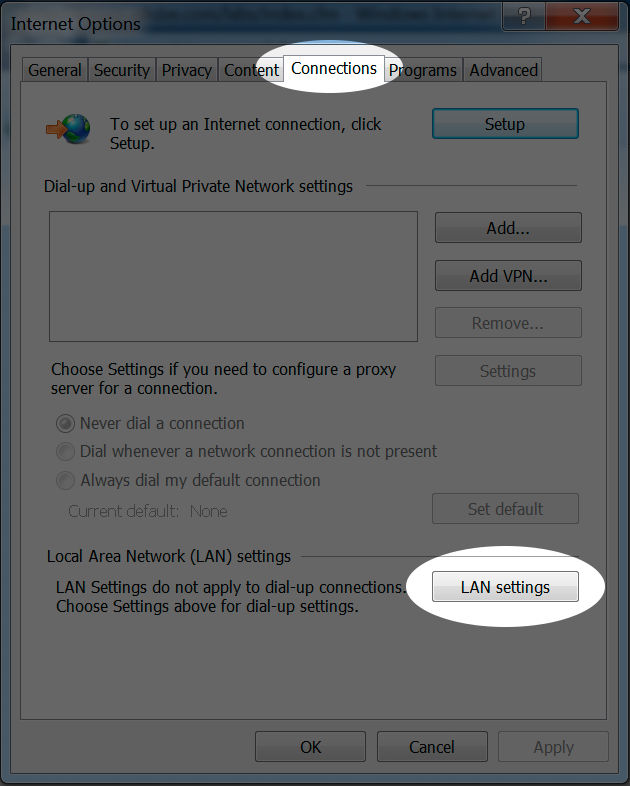 Configure your proxy on Win 7 to work with Libraries - Step 3