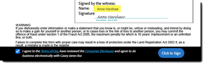 Witness signature