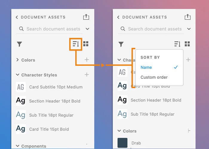 View and sort assets