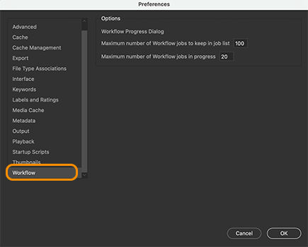 Workflow preferences