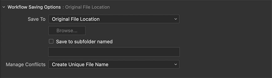 Workflow Saving Options