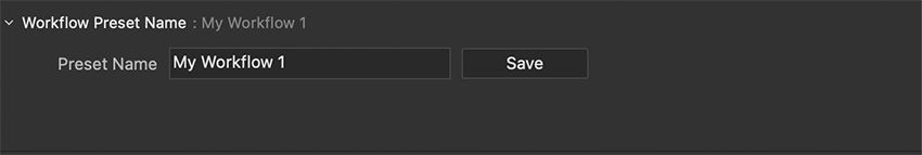 Workflow Preset Name