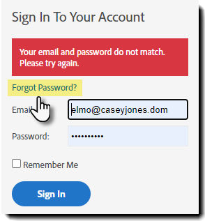 Authentication error message