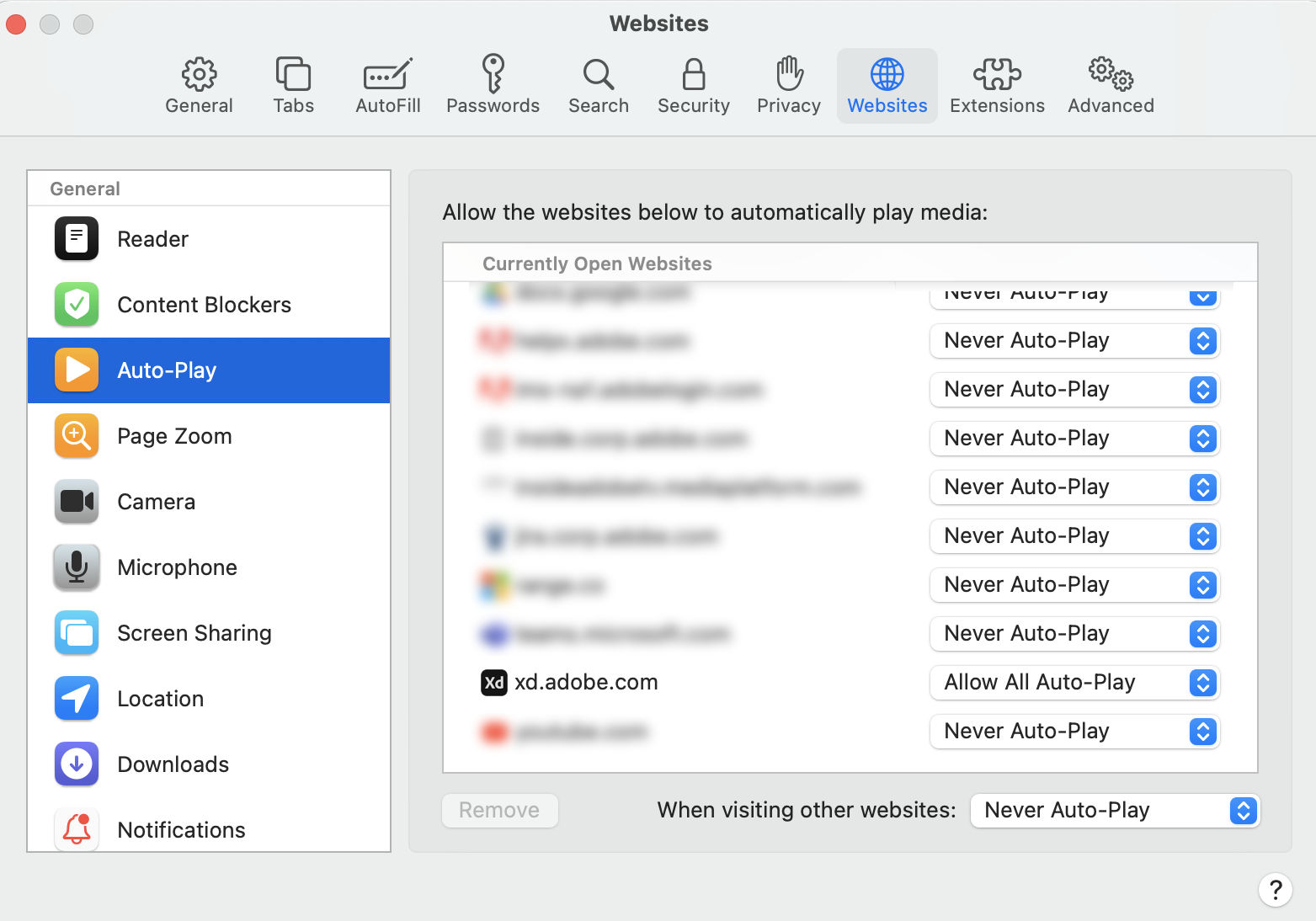 Enable auto-play of media on Safari
