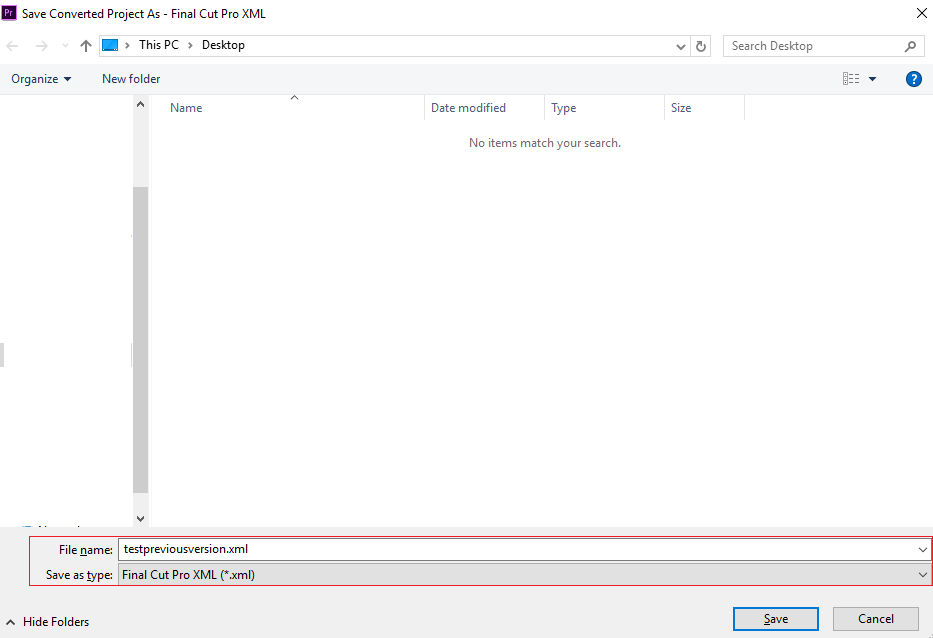 Saving Premiere Pro project as .xml file