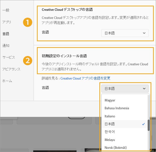 インストール言語