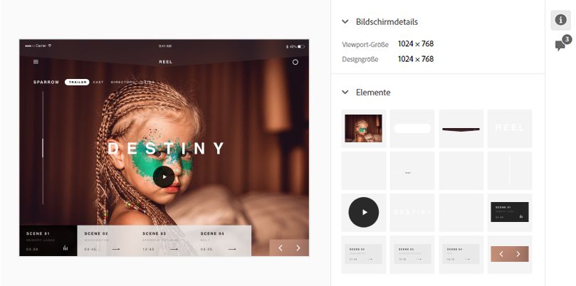 Die ausgewählten Elemente werden im Browser angezeigt