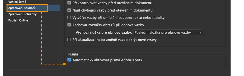 automatická aktivace chybějících písem