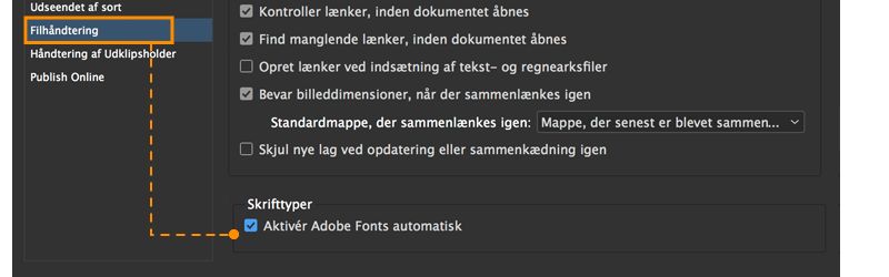 aktivér manglende skrifttyper automatisk