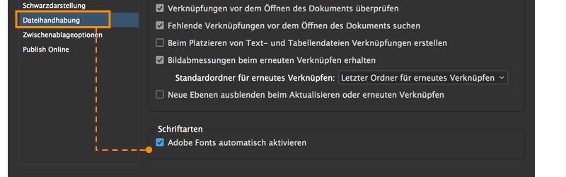 Automatische Aktivierung fehlender Schriften