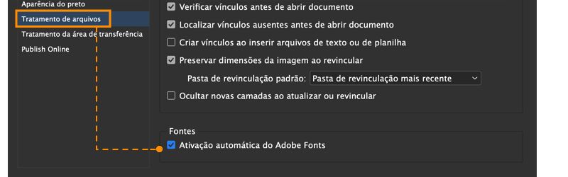 ativar fontes ausentes automaticamente