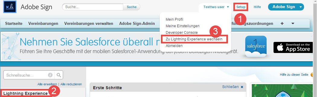 SFDC-Einstellungen für den Wechsel auf Lightning