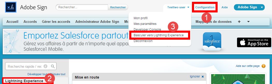 Paramètres SFDC pour basculer vers Lightning