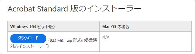 Acrobat Standard インストーラ