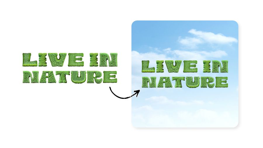 The words "live in nature" being added to a album cover template in Adobe Express