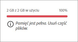 Gdy wykorzystanie pamięci masowej osiągnęło 100%