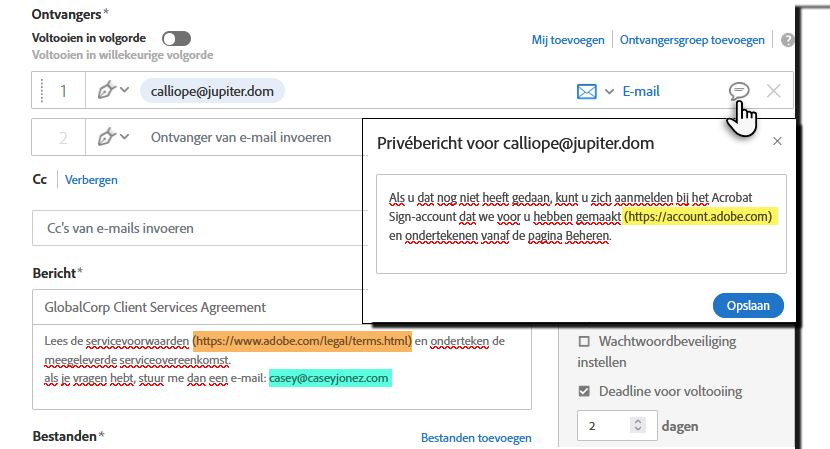 Geconfigureerde berichtvelden