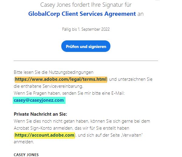 Links in der E-Mail an Empfangende