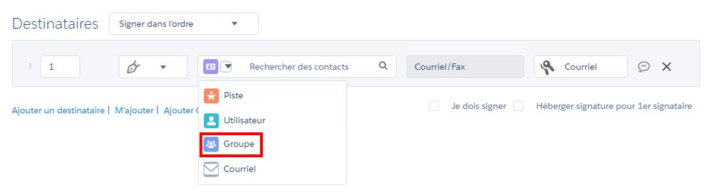 Ajoutez un groupe de destinataires.