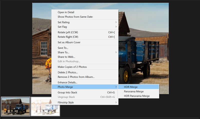 Slå sammen bilder med alternativeksponering til et HDR-bilde