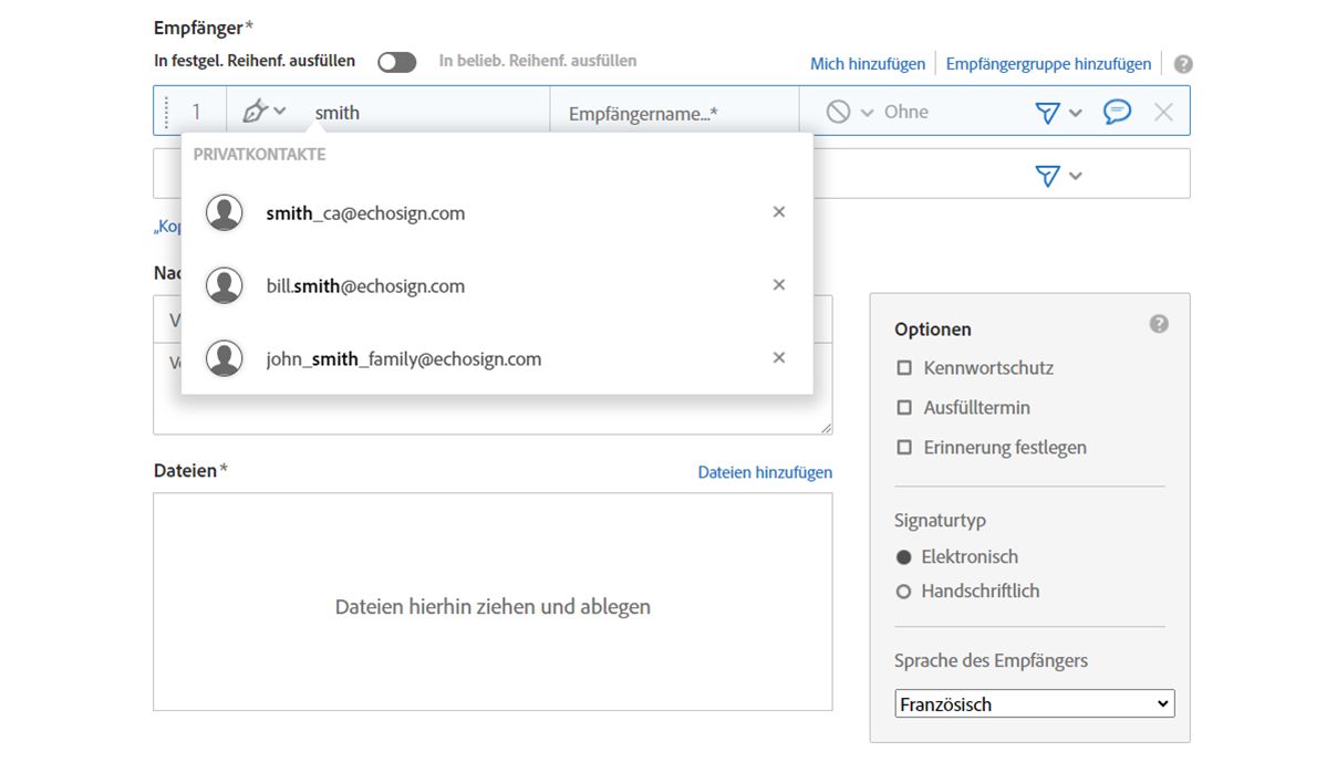 Beispiel eines Teils einer E-Mail-Adresse, die in ein Empfängerfeld eingegeben wird, wobei die Übereinstimmung mit der Adresse in der Mitte der Zeichenfolge angezeigt wird.