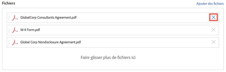 Cliquez sur l’icône de suppression (X) située à droite.