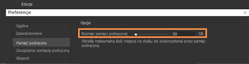 Ulepszony suwak pamięci podręcznej