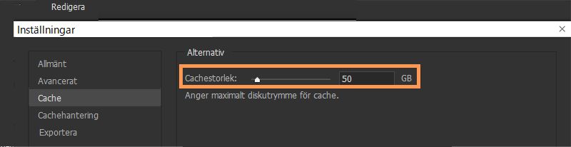 Förbättrat reglage för cache