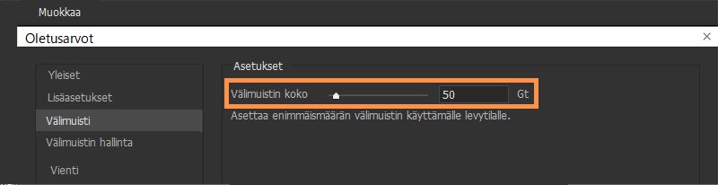 Parannettu välimuistin liukusäädin