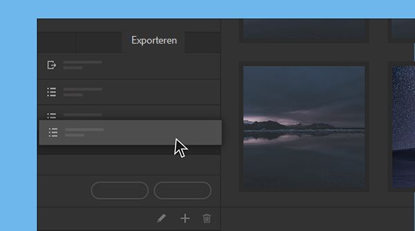 Leer hoe u voorinstellingen voor exporteren opnieuw ordent in Adobe Bridge.