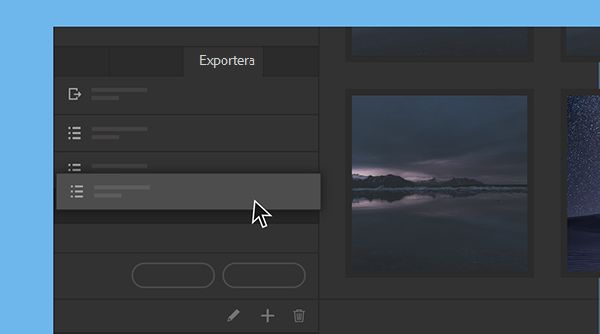 Läs om hur du arrangerar om exportförinställningar i Adobe Bridge.