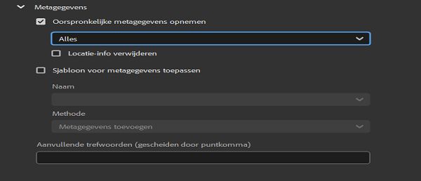 Bekijk de verschillende opties voor metagegevens in Adobe Bridge. 