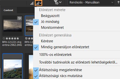 Továbbfejlesztett előnézet-minőség