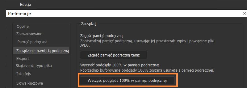 Usuwanie podglądów 100%