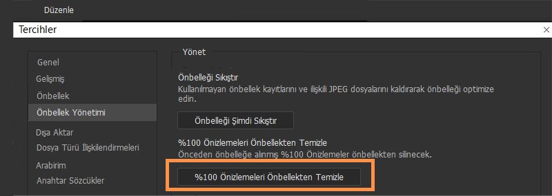 %100 önizlemeleri silme