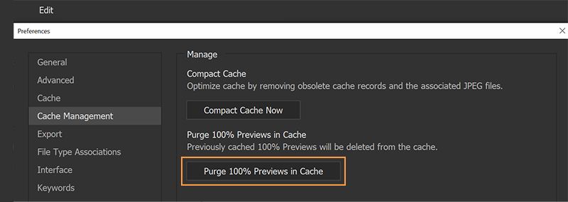 מחיקת תצוגות מקדימות ב-100%