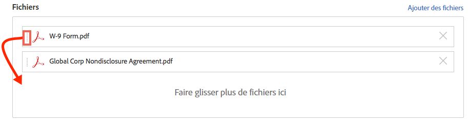 Cliquez sur la poignée et faites glisser le document jusqu’à sa nouvelle position.