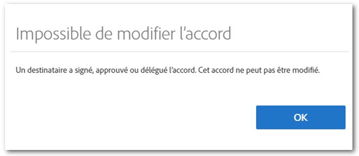 Message « Impossible de modifier l’accord »