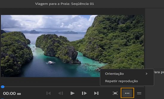 Alterar a orientação e visualizar a qualidade do clipe de vídeo