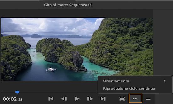 Modificare l’orientamento e la qualità dell’anteprima della clip video