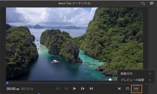 ビデオクリップの方向とプレビュー画質の変更